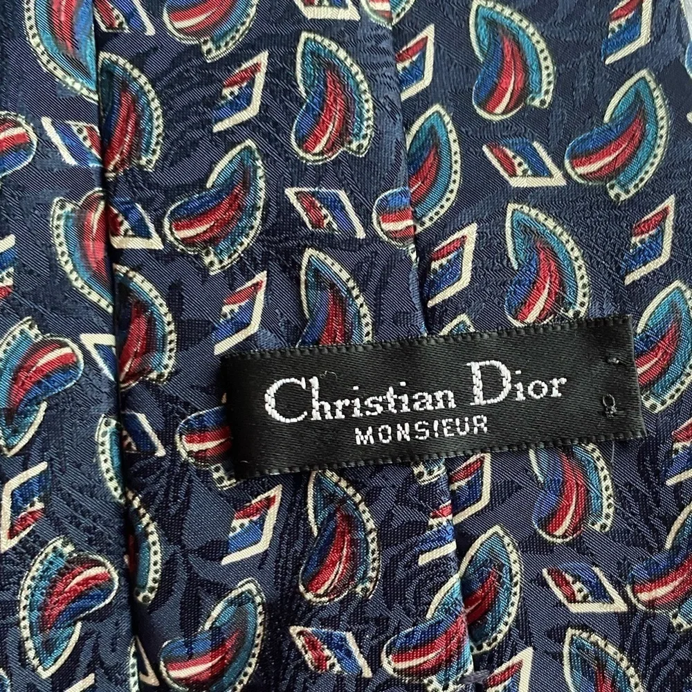 Christian Dior Monsieur Paisley Tie Blue Red Green 58”